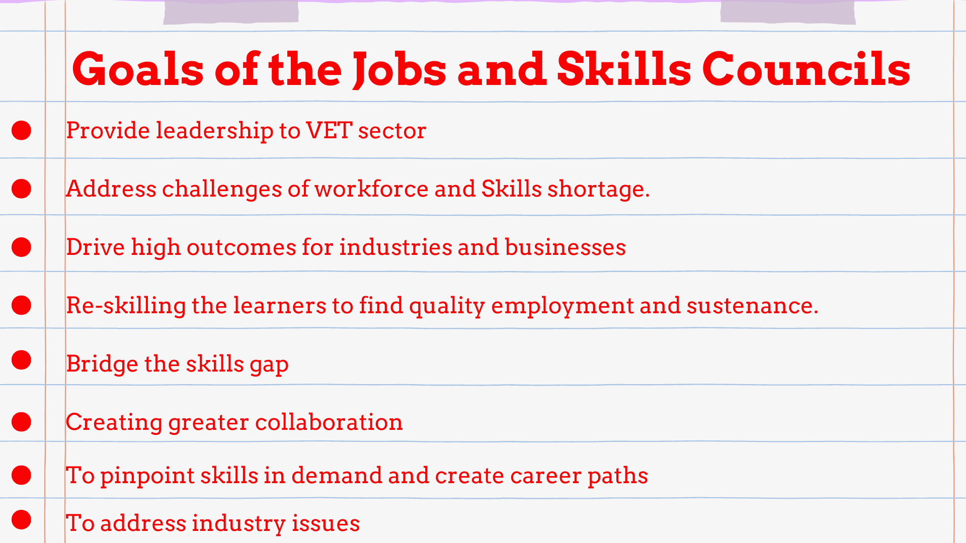 Goals of the Jobs and Skills Councils for workforce training and job growth